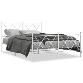 Estructura cama metal cabecero y estribo blanco 140x190 cm de vidaXL, Camas y somieres - Ref: Foro24-376569, Precio: 105,60 €...