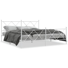 Estructura cama metal con cabecero y pie cama blanco 183x213 cm de vidaXL, Camas y somieres - Ref: Foro24-376574, Precio: 132...