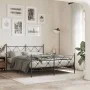 Black metal headboard and footboard bed frame 150x200 cm by vidaXL, Beds and slatted bases - Ref: Foro24-376522, Price: 130,6...