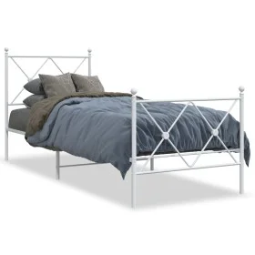 Metal bed frame with headboard and footboard white 80x200 cm by vidaXL, Beds and slatted bases - Ref: Foro24-376560, Price: 6...