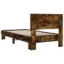 Estructura cama madera ingeniería metal roble ahumado 90x200 cm de vidaXL, Camas y somieres - Ref: Foro24-845809, Precio: 89,...