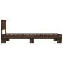 Estructura cama madera ingeniería metal roble marrón 75x190 cm de vidaXL, Camas y somieres - Ref: Foro24-845816, Precio: 96,6...