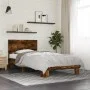 Estructura cama madera ingeniería metal roble humo 75x190 cm de vidaXL, Camas y somieres - Ref: Foro24-845814, Precio: 84,71 ...