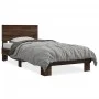 Estructura cama madera ingeniería metal marrón roble 90x190 cm de vidaXL, Camas y somieres - Ref: Foro24-845821, Precio: 100,...