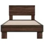 Estructura cama madera ingeniería metal marrón roble 90x190 cm de vidaXL, Camas y somieres - Ref: Foro24-845821, Precio: 100,...