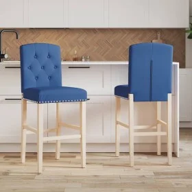 High stools 2 pcs solid rubber wood and fabric by vidaXL, Kitchen stools - Ref: Foro24-4006204, Price: 90,96 €, Discount: %