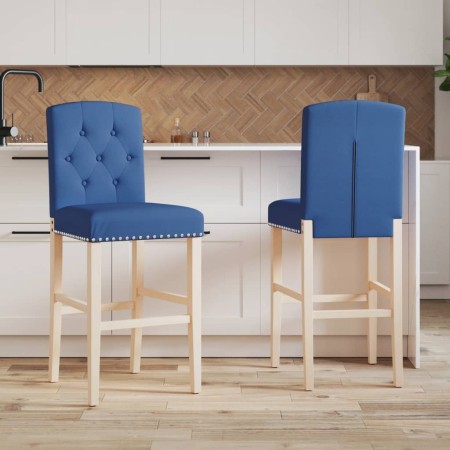 Hohe Hocker, 2 Stück, massives Gummiholz und Stoff von vidaXL, Küchenhocker - Ref: Foro24-4006204, Preis: 91,63 €, Rabatt: %