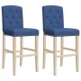 High stools 2 pcs solid rubber wood and fabric by vidaXL, Kitchen stools - Ref: Foro24-4006204, Price: 90,96 €, Discount: %