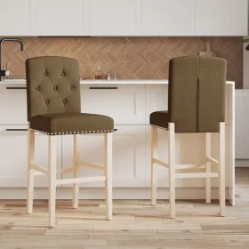 High stools 2 pcs solid rubber wood and fabric by vidaXL, Kitchen stools - Ref: Foro24-4006206, Price: 117,18 €, Discount: %