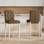 High stools 2 pcs solid rubber wood and fabric by vidaXL, Kitchen stools - Ref: Foro24-4006206, Price: 117,18 €, Discount: %