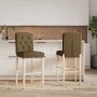 High stools 2 pcs solid rubber wood and fabric by vidaXL, Kitchen stools - Ref: Foro24-4006206, Price: 117,18 €, Discount: %
