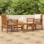 Set de muebles para jardín 3 piezas con cojines madera acacia