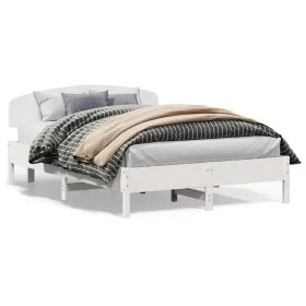 White pine wood bed frame with headboard 150x200cm by vidaXL, Beds and slatted bases - Ref: Foro24-3207206, Price: 193,56 €, ...