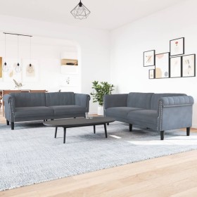Zweiteilige Sofagarnitur aus dunkelgrauem Samt von vidaXL, Sofas - Ref: Foro24-3209220, Preis: 482,72 €, Rabatt: %