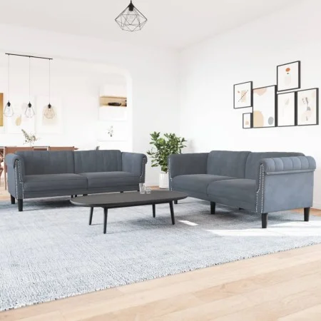Zweiteilige Sofagarnitur aus dunkelgrauem Samt von vidaXL, Sofas - Ref: Foro24-3209220, Preis: 478,05 €, Rabatt: %
