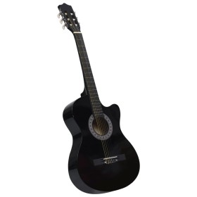 Guitarra Clásica Western Cutaway con 6 cuerdas negra 38"