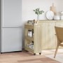 Schrank aus Sonoma-Eichenholzwerkstoff mit Rollen, 60 x 22 x 79 cm von vidaXL, Schließfächer und Lagerschränke - Ref: Foro24-...