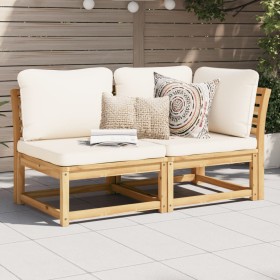 Set de muebles de jardín 2 piezas con cojines madera acacia