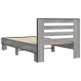 Estructura cama madera ingeniería metal gris Sonoma 90x200 cm de vidaXL, Camas y somieres - Ref: Foro24-845655, Precio: 93,86...
