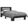 Black engineered wood and metal bed frame 75x190 cm by vidaXL, Beds and slatted bases - Ref: Foro24-845657, Price: 89,83 €, D...