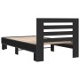 Black engineered wood and metal bed frame 75x190 cm by vidaXL, Beds and slatted bases - Ref: Foro24-845657, Price: 90,94 €, D...