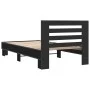 Black engineered wood and metal bed frame 75x190 cm by vidaXL, Beds and slatted bases - Ref: Foro24-845657, Price: 89,83 €, D...