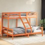 Solid wax brown pine wood bunk bed 80x200/140x200 cm by vidaXL, Beds and slatted bases - Ref: Foro24-3207168, Price: 363,74 €...