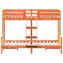 Solid wax brown pine wood bunk bed 80x200/140x200 cm by vidaXL, Beds and slatted bases - Ref: Foro24-3207168, Price: 363,74 €...
