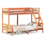 Solid wax brown pine wood bunk bed 80x200/120x200 cm by vidaXL, Beds and slatted bases - Ref: Foro24-3207180, Price: 346,58 €...