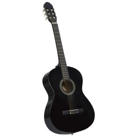 Guitarra clásica para principiantes madera tilo negro 4/4 39"