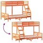 Solid wax brown pine wood bunk bed 80x200/120x200 cm by vidaXL, Beds and slatted bases - Ref: Foro24-3207180, Price: 346,58 €...