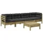 5-teilige Gartensofagarnitur mit Kissen aus imprägniertem Kiefernholz von vidaXL, Gartensets - Ref: Foro24-3299285, Preis: 38...