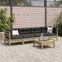 5-piece garden sofa set with impregnated pine wood cushions by vidaXL, Garden sets - Ref: Foro24-3299285, Price: 389,20 €, Di...