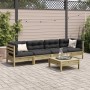 5-teilige Gartensofagarnitur mit Kissen aus imprägniertem Kiefernholz von vidaXL, Gartensets - Ref: Foro24-3299285, Preis: 39...