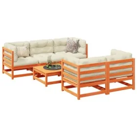 6-piece garden sofa set with wax-brown pine wood cushions by vidaXL, Garden sets - Ref: Foro24-3299291, Price: 677,75 €, Disc...