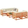 6-piece garden sofa set with wax-brown pine wood cushions by vidaXL, Garden sets - Ref: Foro24-3299291, Price: 677,75 €, Disc...
