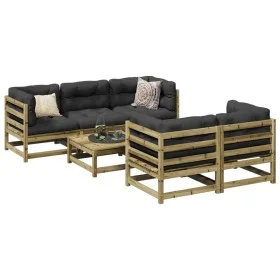 6-piece garden sofa set with impregnated pine wood cushions by vidaXL, Garden sets - Ref: Foro24-3299293, Price: 564,50 €, Di...