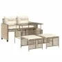4-teiliges Gartensofa-Set und Kissen aus beigem synthetischem Rattan aus Glas von vidaXL, Modulare Sofas für den Außenbereich...