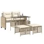 4-teiliges Gartensofa-Set und Kissen aus beigem synthetischem Rattan aus Glas von vidaXL, Modulare Sofas für den Außenbereich...