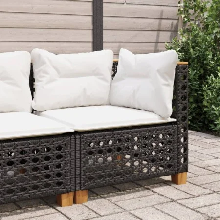 Garten-Ecksofa mit schwarzen synthetischen Rattankissen von vidaXL, Outdoor-Sofas - Ref: Foro24-365923, Preis: 112,46 €, Raba...