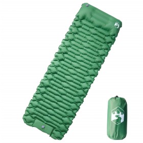 Colchón de camping autoinflable con almohada 1 persona verde