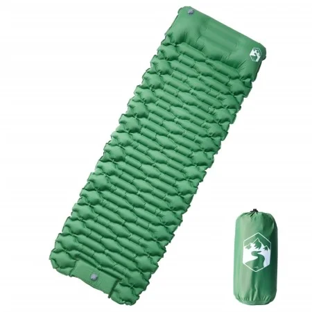 Colchón de camping autoinflable con almohada 1 persona verde de vidaXL, Colchones de aire - Ref: Foro24-4007106, Precio: 40,7...