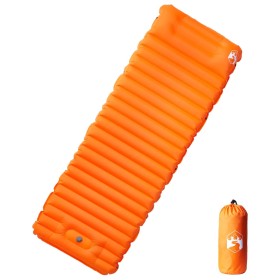 Colchón de camping autoinflable con almohada 1 persona naranja