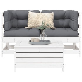 Gartensofa-Set 3-teilig aus massivem weißem Kiefernholz von vidaXL, Gartensets - Ref: Foro24-3250753, Preis: 207,21 €, Rabatt: %