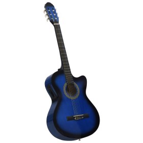 Guitarra clásica occidental con ecualizador y 6 cuerdas azul