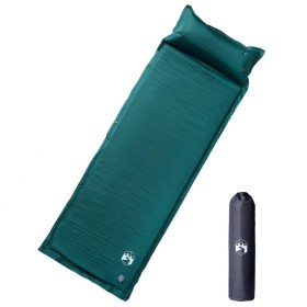 Colchón de camping autoinflable con almohada 1 persona verde