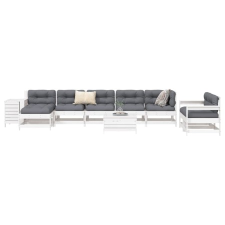 Gartensofa-Set 10-teilig aus massivem weißem Kiefernholz von vidaXL, Gartensets - Ref: Foro24-3250649, Preis: 705,78 €, Rabat...
