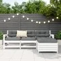 Gartensofa-Set 4-teilig aus massivem weißem Kiefernholz von vidaXL, Gartensets - Ref: Foro24-3250801, Preis: 264,11 €, Rabatt: %