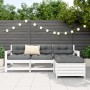 Gartensofa-Set 4-teilig aus massivem weißem Kiefernholz von vidaXL, Gartensets - Ref: Foro24-3250801, Preis: 267,74 €, Rabatt: %