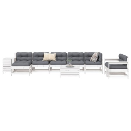 Gartensofa-Set 10-teilig aus massivem weißem Kiefernholz von vidaXL, Gartensets - Ref: Foro24-3250637, Preis: 709,60 €, Rabat...